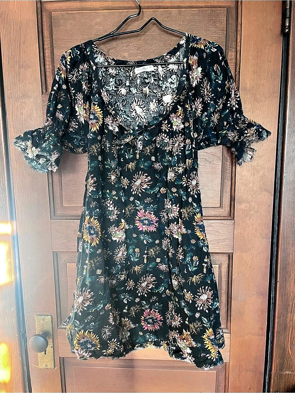 Natural Life Floral Mini Dress in Green